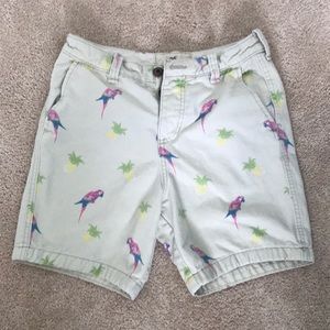 Fun Tropical Parrot and Pineapple Short Shorts